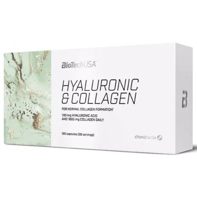 Гиалуроновая кислота и коллаген BioTech USA Hyaluronic and Collagen, 120 капс.