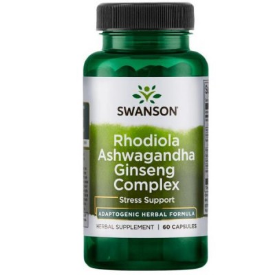 Swanson RHODIOLA ASHWAGANDHA GINSENG (Родиола Ашваганда Женьшень), 60 капсул