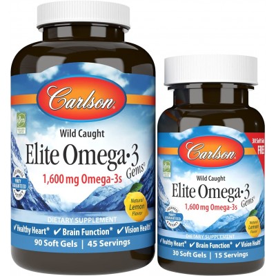 Carlson labs Elite Omega-3 (Омега 3), 1600 мг, 90 капс