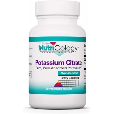 Калий NutriCology Potassium Citrate 99мг, 120 капсул