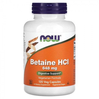 Now Foods Betaine HCL 648 мг, 120 капс