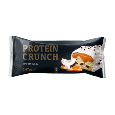 CMTech Protein crunch (Протеиновые батончики в глазури без сахара), тропик-кокос, 60 гр