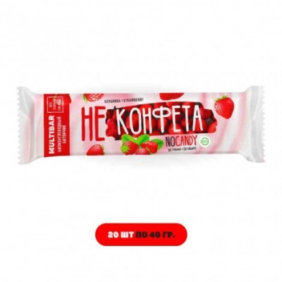Батончик низкоуглеводный в шоколадной глазури без сахара «Не Конфета» с клубникой