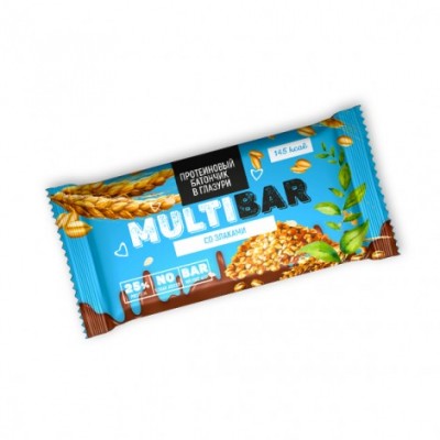 Батончик протеиновый  в глазури MULTIBAR cо злаками  без сахара  40 ГР