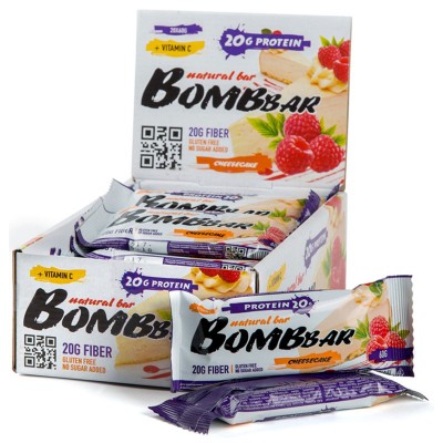 Батончик протеиновый 'Bombbar', малиновый чизкейк, 20 шт х 60 г