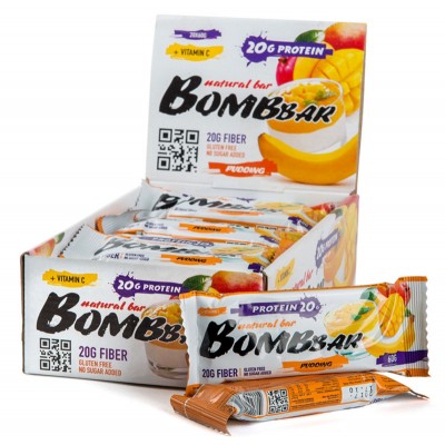 Батончик протеиновый 'Bombbar', манго, банан, 20 шт х 60 г