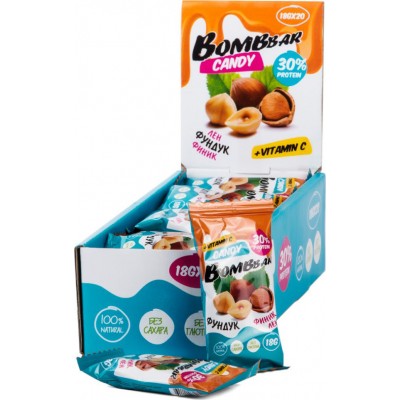 Конфеты Bombbar Candy, 20 шт х 18 г, фундук-финик-лен