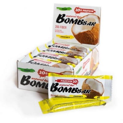 Батончик протеиновый Bombbar (коробка 20 шт.), Кокос