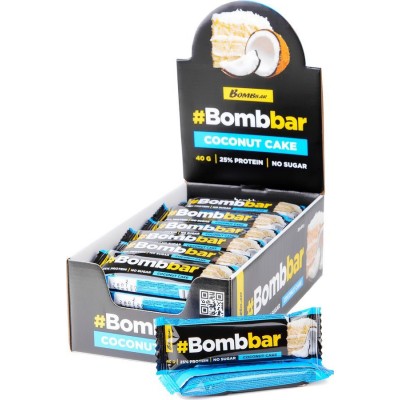 Батончик глазированный Bombbar Кокосовый торт, 30/40 г