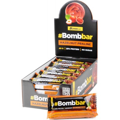Батончик глазированный Bombbar Фундучное пралине, 30/40 г