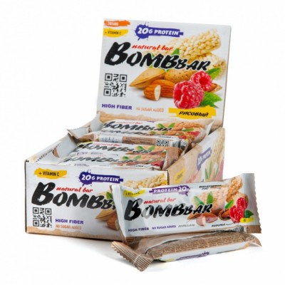 Bombbar Протеиновый батончик Natural Bar + Vitamin C (60 г)(20 шт.) (рисовый)