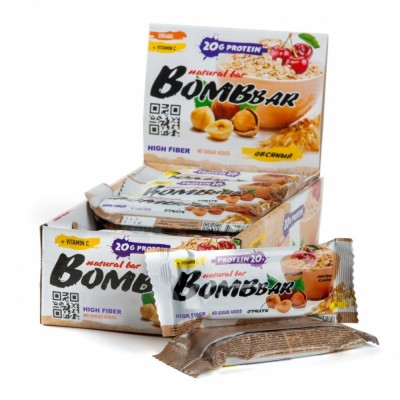 Bombbar Протеиновый батончик Natural Bar + Vitamin C (60 г)(20 шт.) (овсяный)