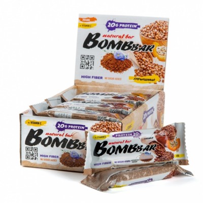 Bombbar Протеиновый батончик Natural Bar + Vitamin C (60 г)(20 шт.) (гречка)