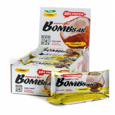 Bombbar Протеиновый батончик Natural Bar + Vitamin C (60 г)(20 шт.) (кокос)