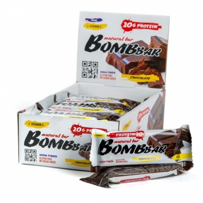 Bombbar Протеиновый батончик Natural Bar + Vitamin C (60 г)(20 шт.) (двойной шоколад)