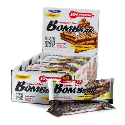 BombBar Protein Bar (коробка 20шт) Датский бисквит