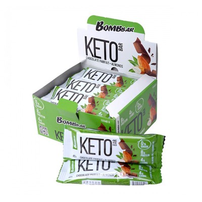 Батончики Bombbar KETO Bar 40 г, 12 шт, вкус: шоколадное парфе с миндалем