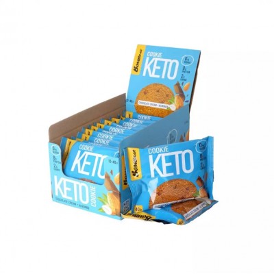 Печенье Keto Cookie, упаковка 12шт по 40г (Шоколадный крем и миндаль)