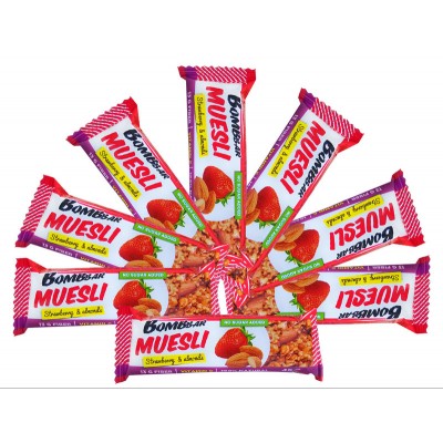 Батончик мюсли мультизлаковый, 8шт по 45г (клубника)