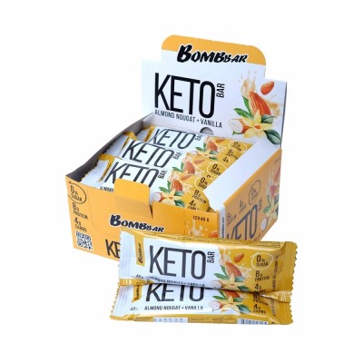 Батончик Keto Bar, упаковка 12шт x 40г (Миндальная нуга и ваниль)