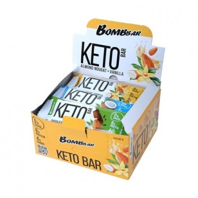 Батончик Keto Bar, упаковка 12шт x 40г (Ассорти всех вкусов)