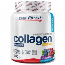 Препарат для кожи, связок и суставов гидролизованный коллаген Be First Collagen + vitamin C powder 200 гр, лесные ягоды