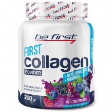 Препарат для кожи, связок и суставов гидролизованный коллаген Be First Collagen + hyaluronic acid + vitamin C 200 гр, лесные ягоды