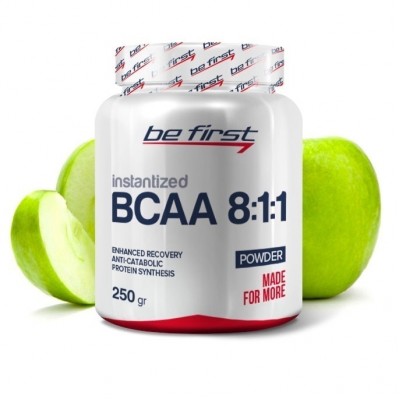 Аминокислоты БЦАА порошок Be First BCAA 8:1:1 Instantized Powder 250 гр, яблоко