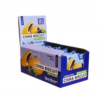 Печенье бисквитное неглазированное CHIKALAB 50гр (коробка 9 шт.), Бисквит черная смородина