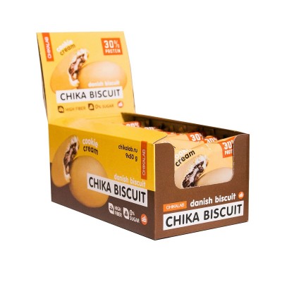 Печенье бисквитное неглазированное CHIKALAB 50гр (коробка 9 шт.), Бисквит датский