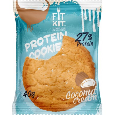 Протеиновое печенье Fit Kit Protein Cookie (коробка 24шт) Кокос