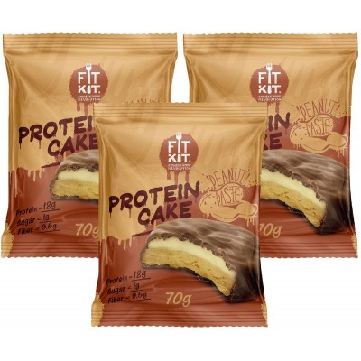 Fit Kit Protein Cake, 3шт x 70г (арахисовая паста)