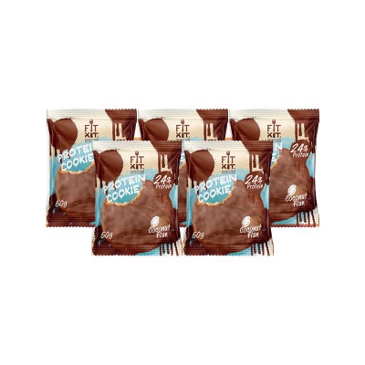 Fit Kit Chocolate Protein Cookie, 5шт x 50г (кокосовый флан)