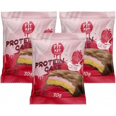 Fit Kit Protein Cake, 3шт x 70г (клубника со сливками)