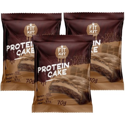 Fit Kit Protein Cake, 3шт x 70г (двойной шоколад)