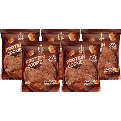 Fit Kit Protein Cookie, 5шт x 40г (шоколад-фундук)
