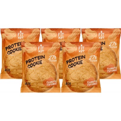 Fit Kit Protein Cookie, 5шт x 40г (арахис-карамель)