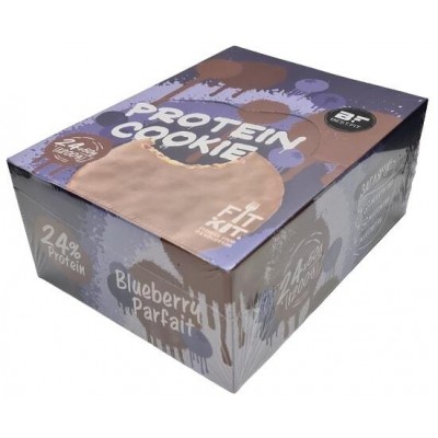 Fit Kit Chocolate Protein Cookie, упаковка 24шт по 50г (черничное парфе)