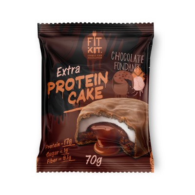 Fit Kit Extra Protein Cake 70г (коробка 24шт) Шоколадный фондан