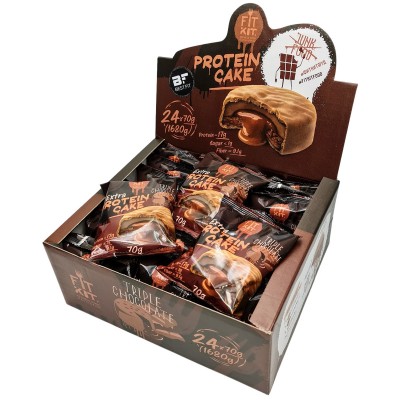 Fit Kit Protein Cake EXTRA, упаковка 24шт по 70г (Тройной шоколад)