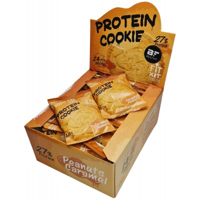 Fit Kit Protein Cookie, упаковка 24шт по 40г (арахис-карамель)