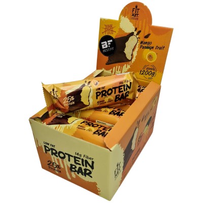 Fit Kit Протеиновый батончик без сахара Protein BAR, упаковка 20шт по 60г (Манго-маракуйя)