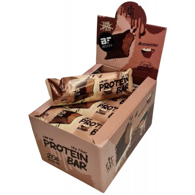 Fit Kit Протеиновый батончик без сахара Protein BAR, упаковка 20шт по 60г (Моккачино)