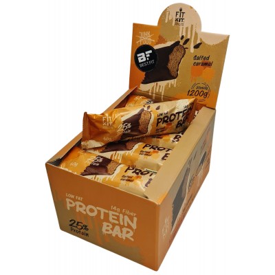 Fit Kit Протеиновый батончик без сахара Protein BAR, упаковка 20шт по 60г (Соленая карамель)