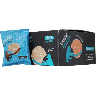 Печенье белковое Fuze 'Cookies', кокос, 640 г, 16 упаковок