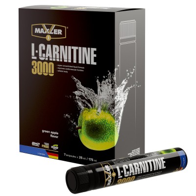 Карнитин Maxler L-Carnitine 3000 мг. (7 х 25 мл.) - Зеленое яблоко