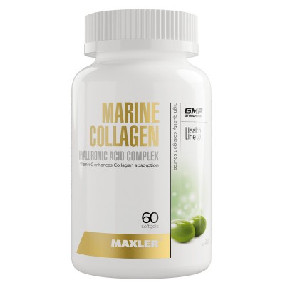 Maxler Marine Collagen + Hyaluronic Acid Complex - морской коллаген / гиалуроновая кислота / витамин С, 60 мягких капсул