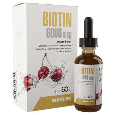 Биотин Maxler Biotin 6000 mcg (60 мл.) - Вишня