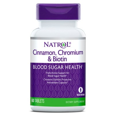 Витамины и минералы Natrol Витаминно-минеральный комплекс Natrol Cinnamon, Chromium & Biotin 60 таб