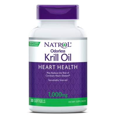 Omega-3 жирные кислоты высокой концентрации Natrol Odorless krill, 30 капсул